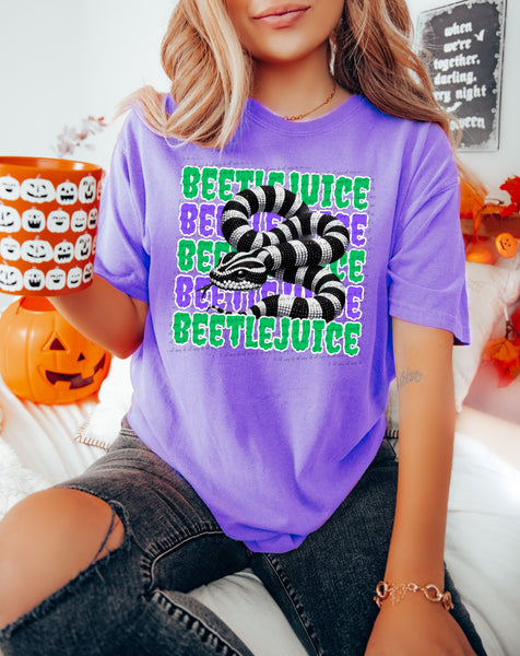 Beetlejuice stacked purple and green 45768 DTF transfer