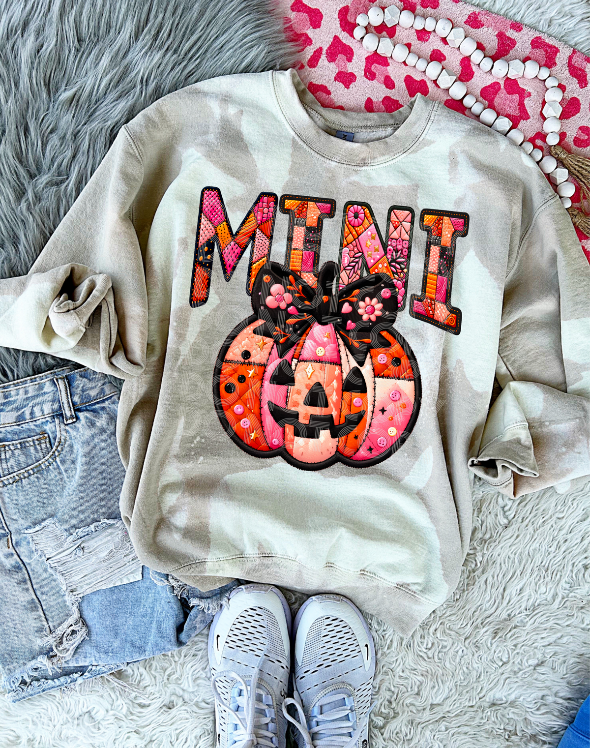 Mini embroidery pumpkin peach/pink colors 112556 DTF transfer