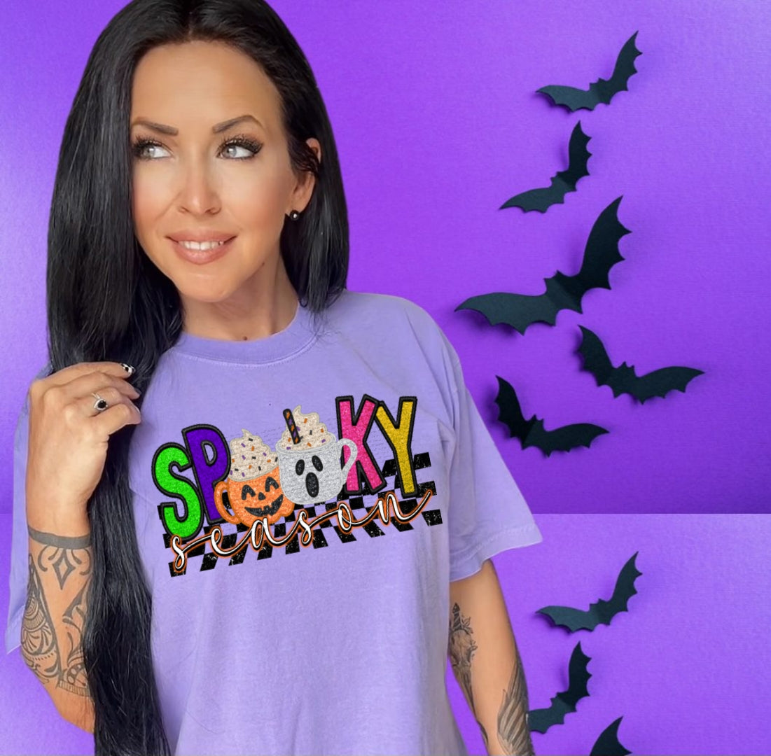 Spooky with cups as o's DTF transfer