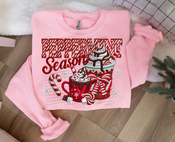 Peppermint season lattes candy canes and bow DTF transfer