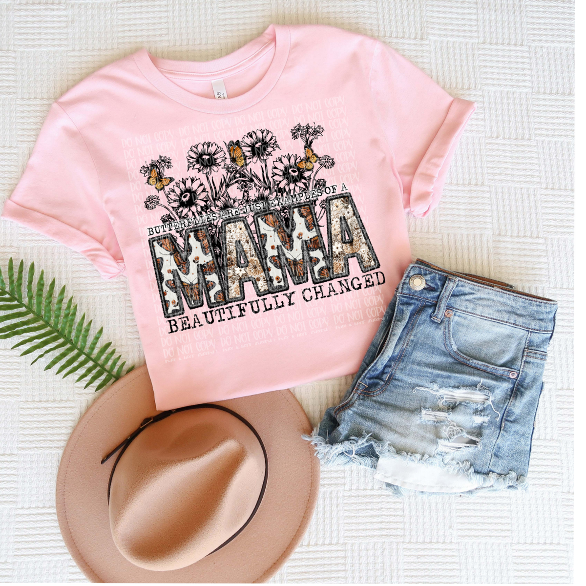 Butterflies are just examples of a Mama beautifully changed embroidery DTF TRANSFER