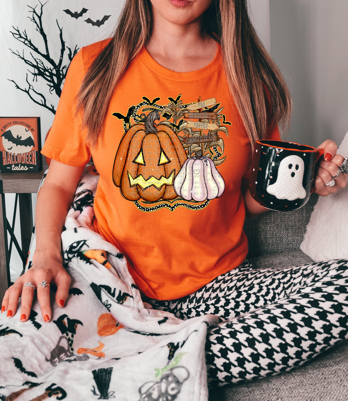Maze hayride orange and white pumpkins rectangle 1710 DTF TRANSFER