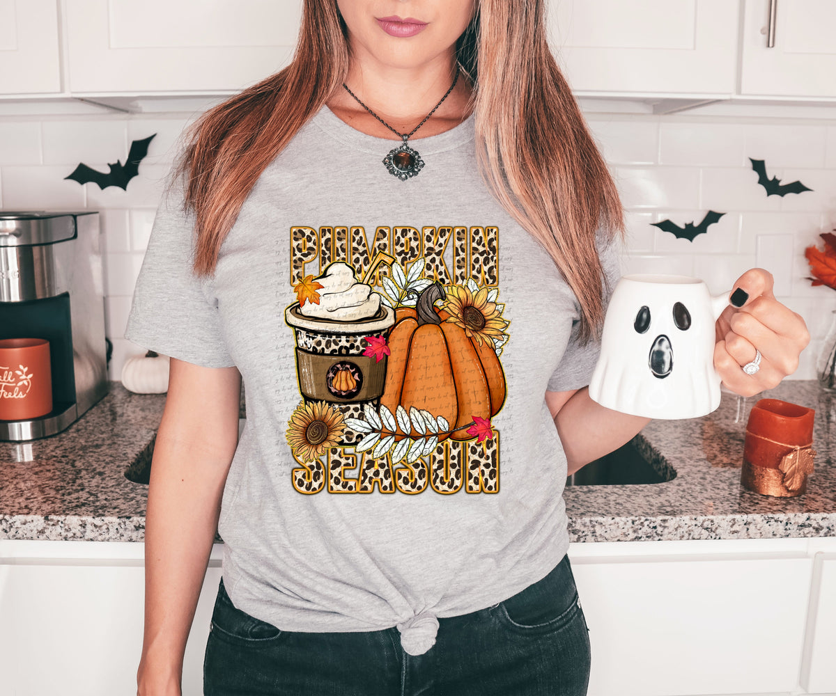 Pumpkin season leopard font latte pumpkin DTF TRANSFER