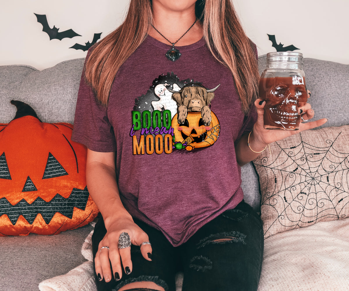 Boo I mean boo shaggy cow ghost pumpkin 1702 DTF TRANSFER