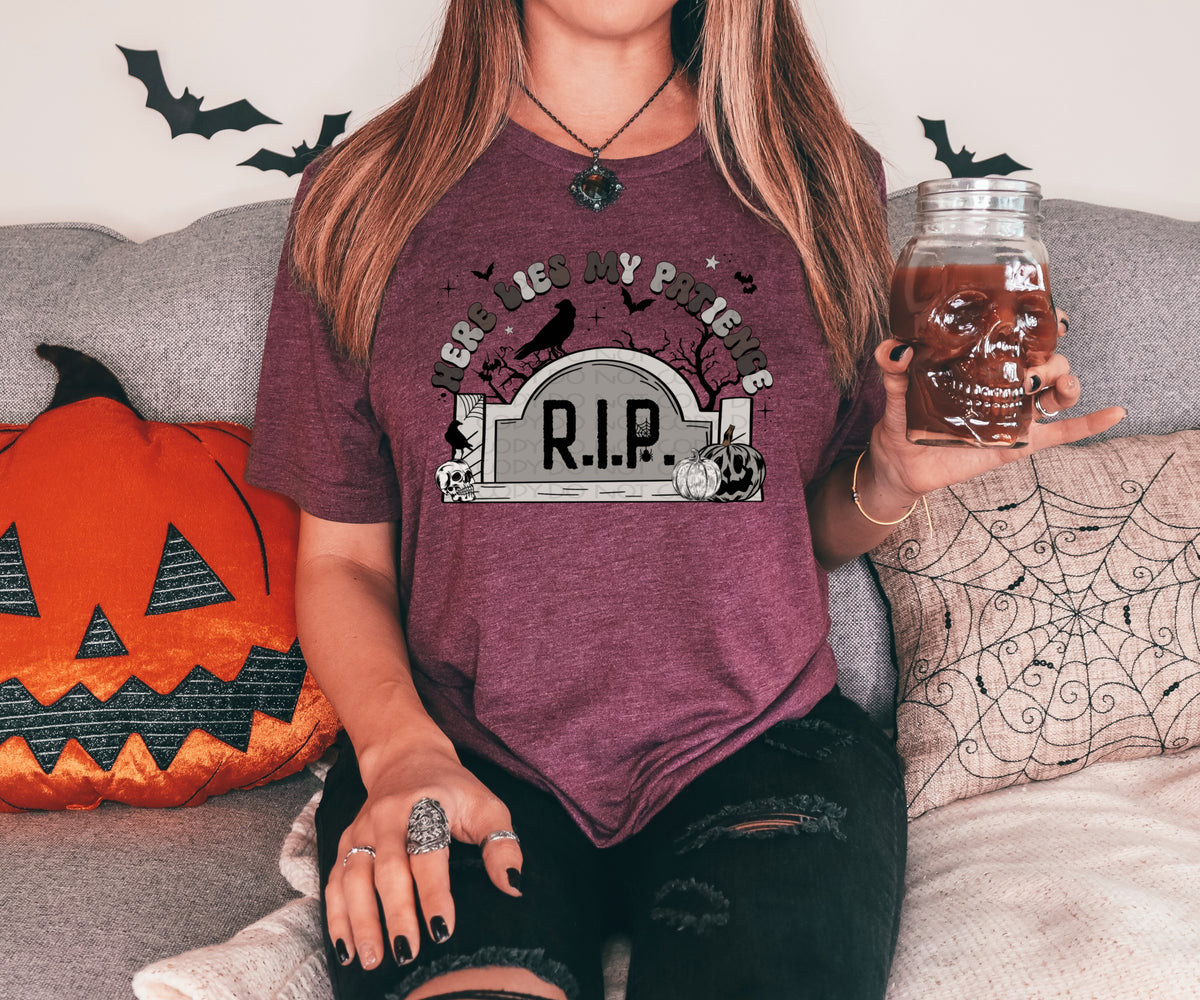 Here lies my patience R.I.P tombstone 2758 DTF TRANSFER