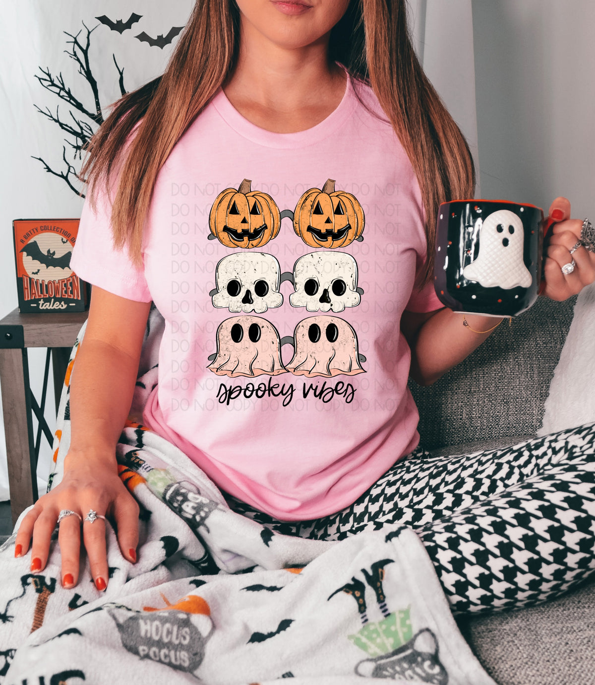 Spooky vibes pumpkin, skull, ghost 2781 DTF TRANSFER