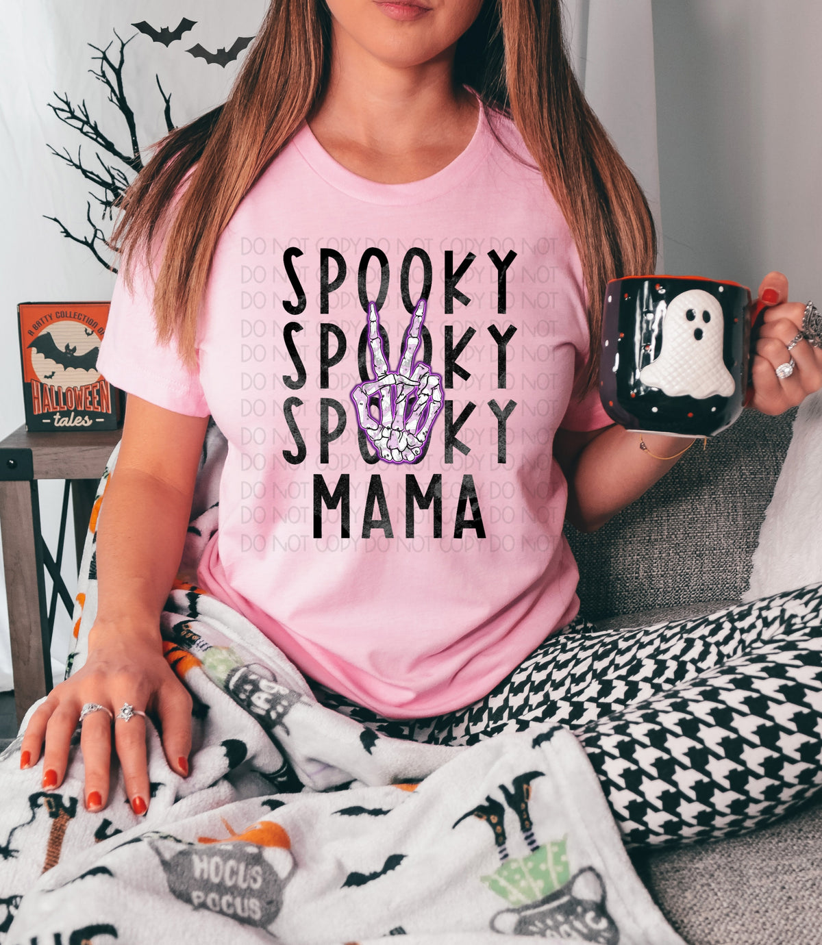 Spooky Mama skeleton peace hand spooky stacked 2766 DTF TRANSFER