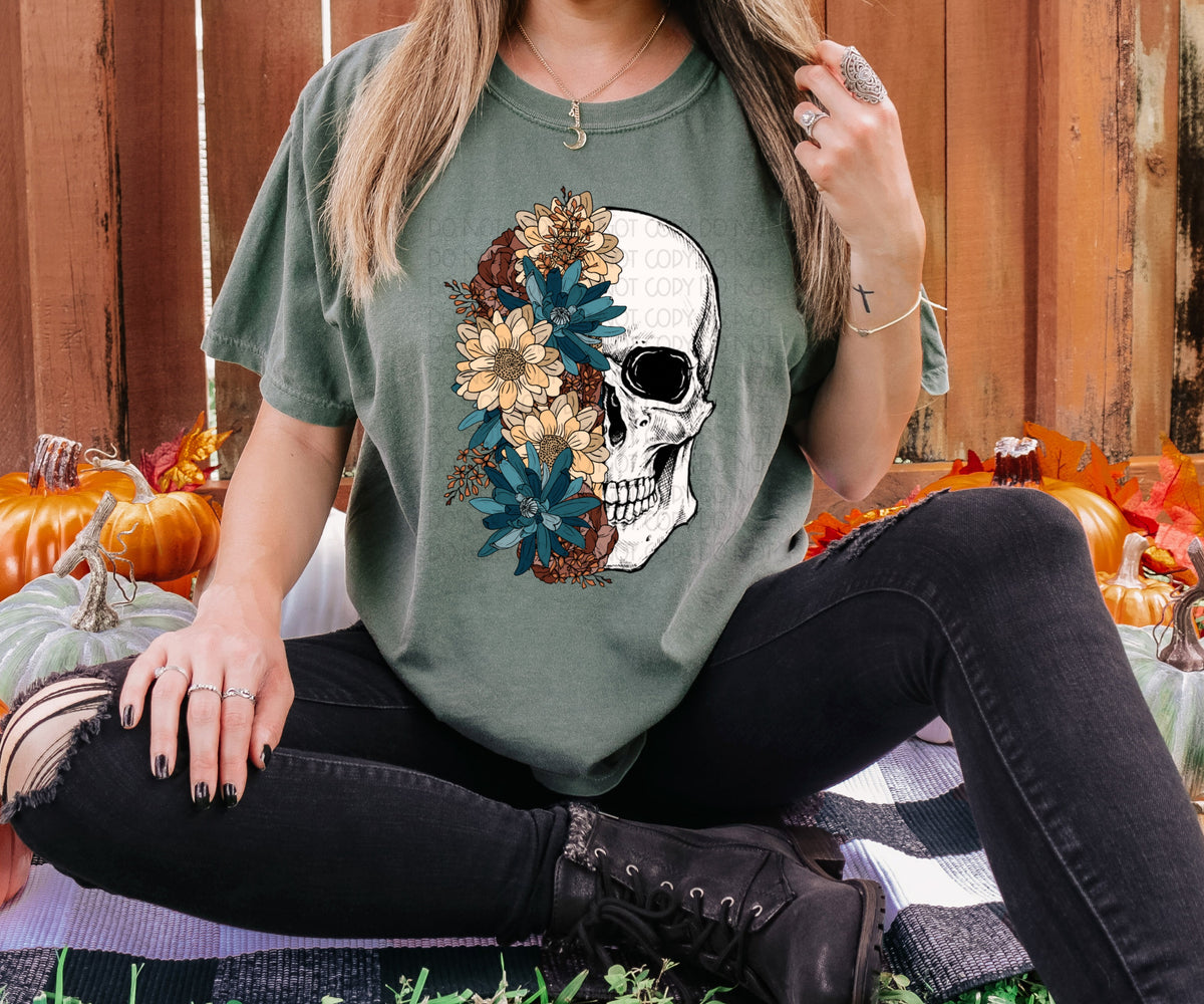 Fall floral skull 8056 DTF TRANSFER