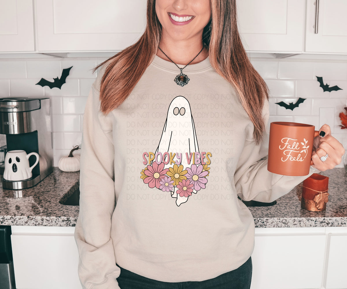 Spooky vibes retro pink purple yellow 2744 DTF TRANSFER