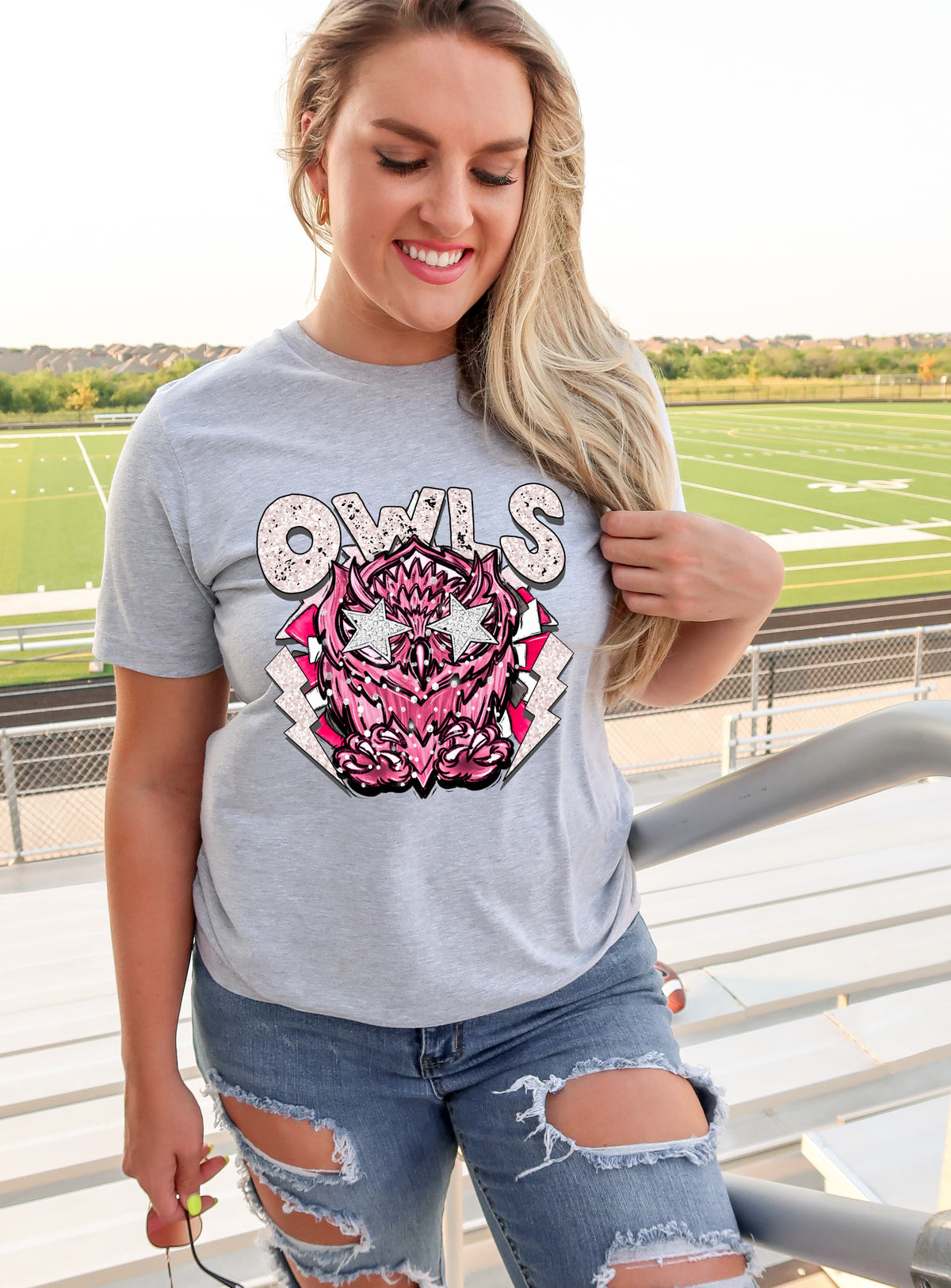 Owls PINK mascot DTF transfer