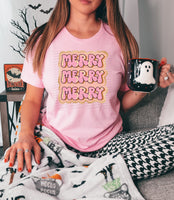 Merry stacked PINK RETRO retangle DTF Transfers