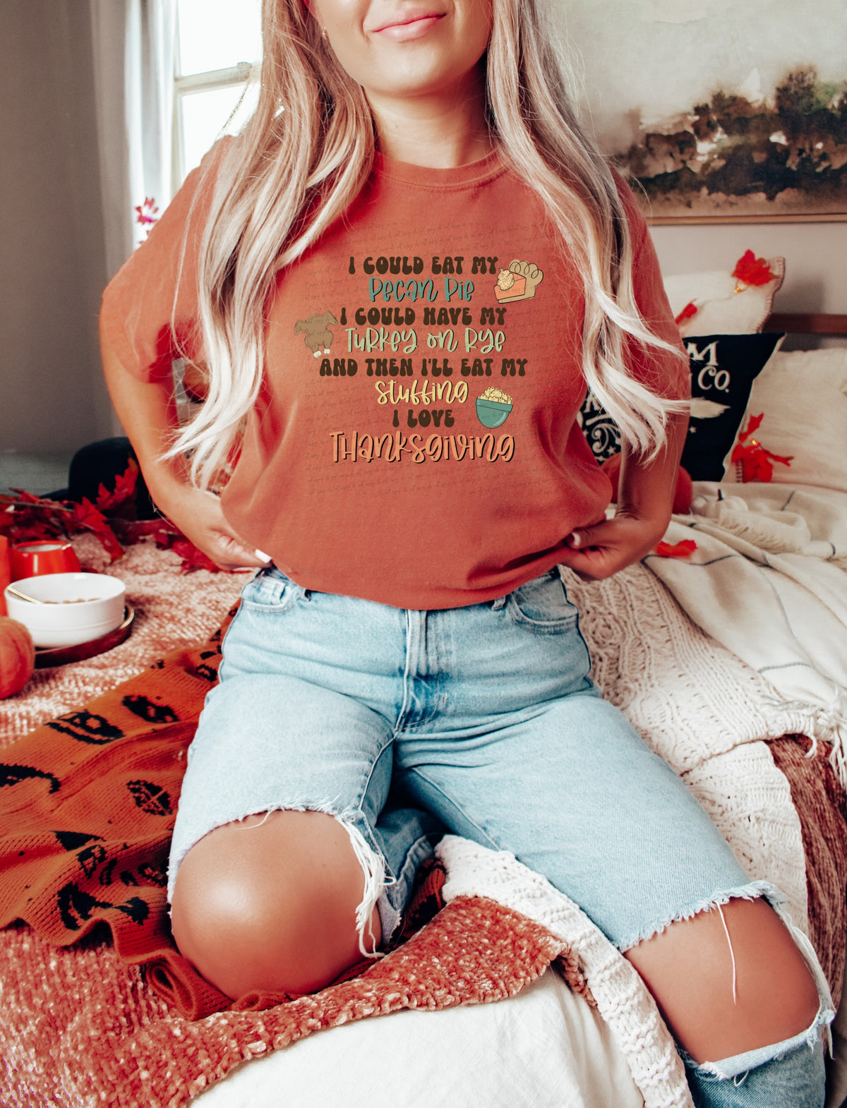 I could eat my pecan pie I could have my turkey on rye and then I'll eat my stuffing I love Thanksgiving 439 DTF Transfers