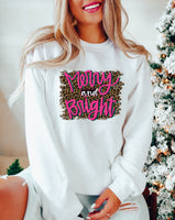 Merry and bright leopard brushstrokes pink font DTF Transfers