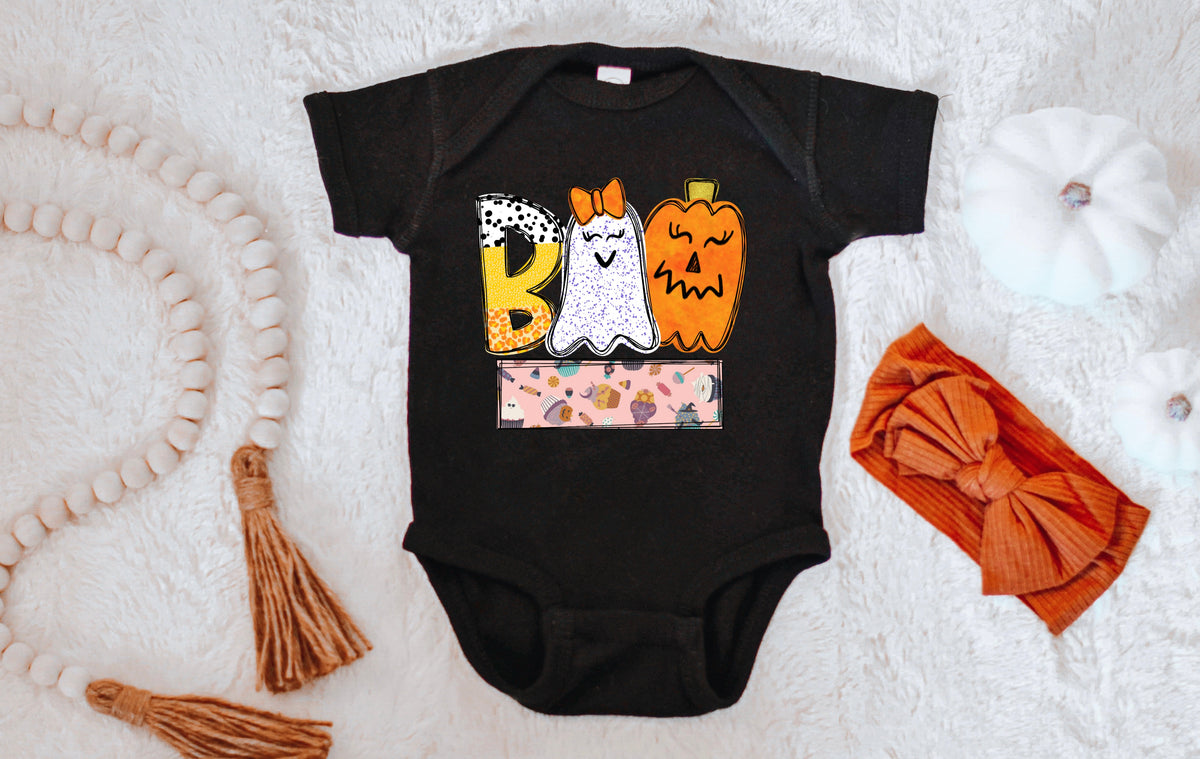 Boo with retangle at bottom DTF Transfers