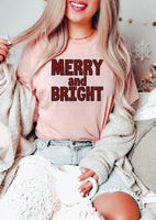 Merry & Bright faux embroidery DTF TRANSFER