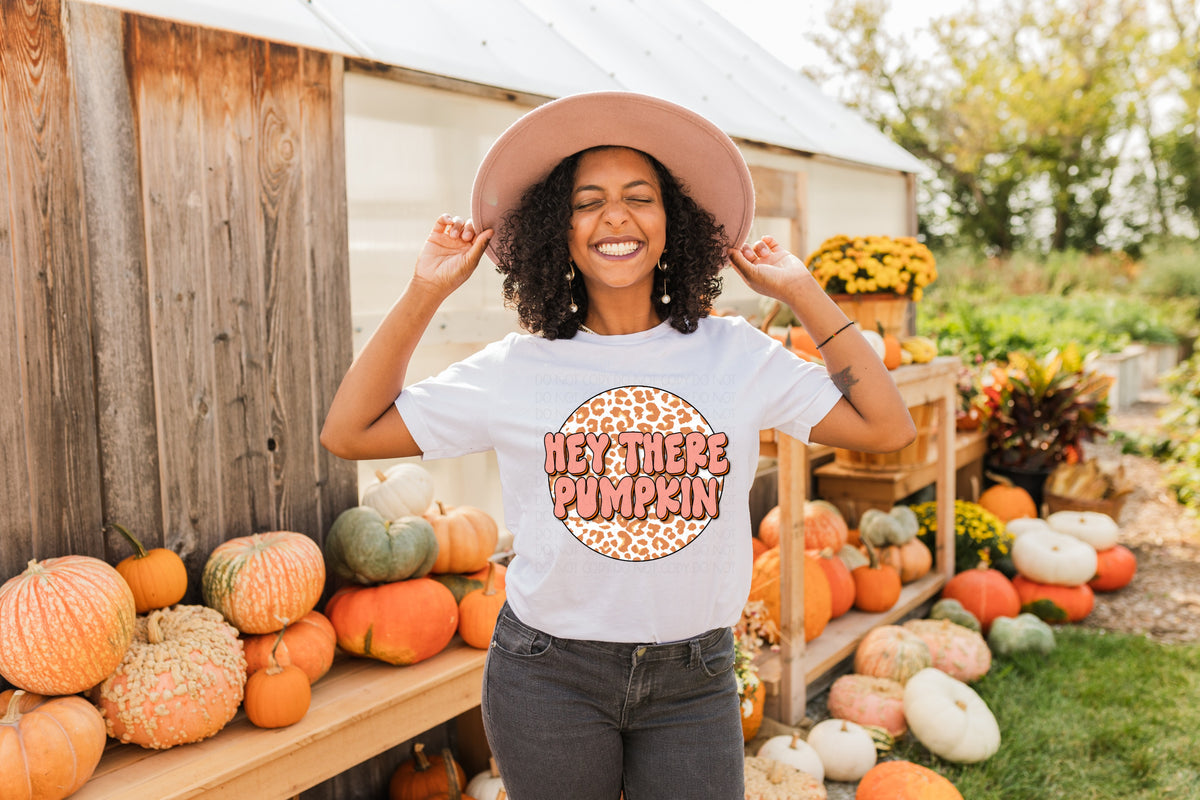 Hey there pumpkin leopard circle  2750 DTF TRANSFER