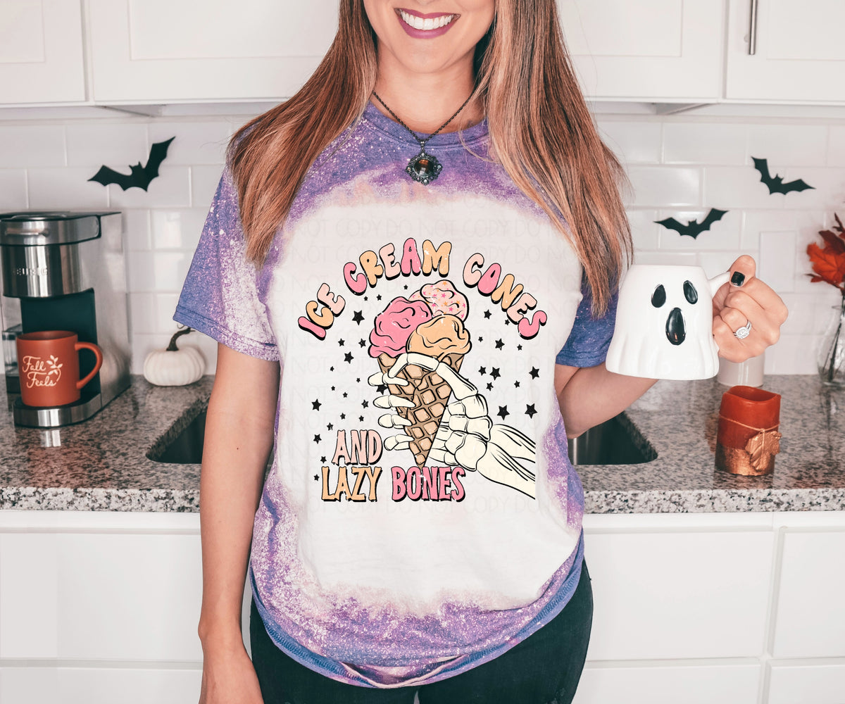 Ice cream cones and lazy bones (skelli hand holding ice cream) 2779 DTF TRANSFER