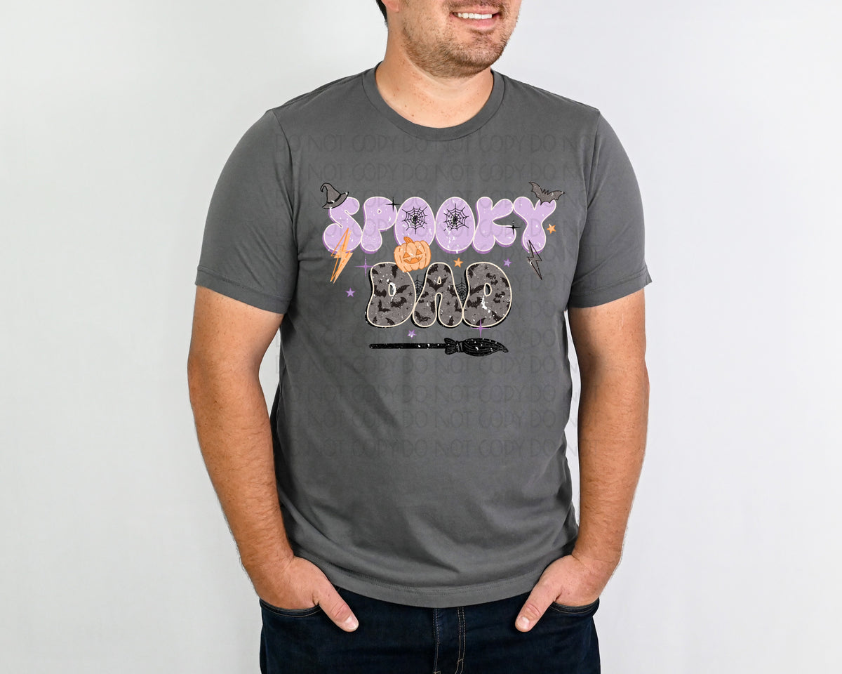 Spooky Dad (purple spooky, black mini with bats)  2772 DTF TRANSFER