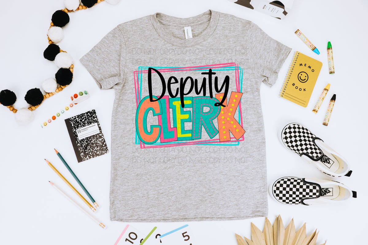 Deputy clerk with frame colorful 2020 DTF TRANSFER