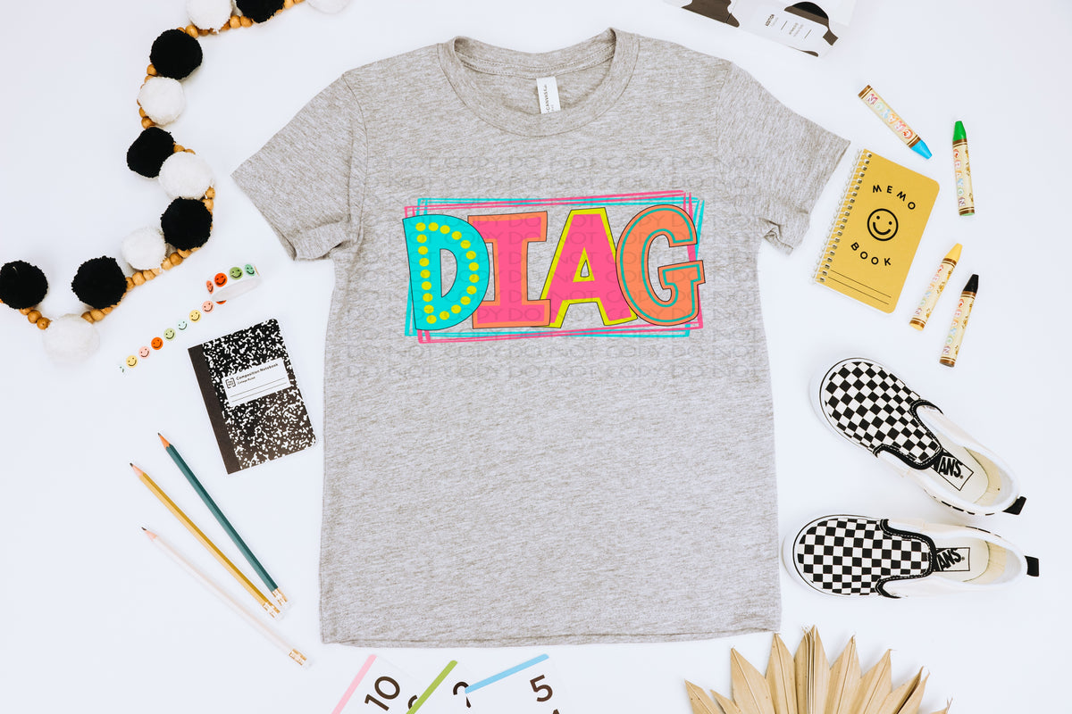 Diag with frame colorful 2018 DTF TRANSFER