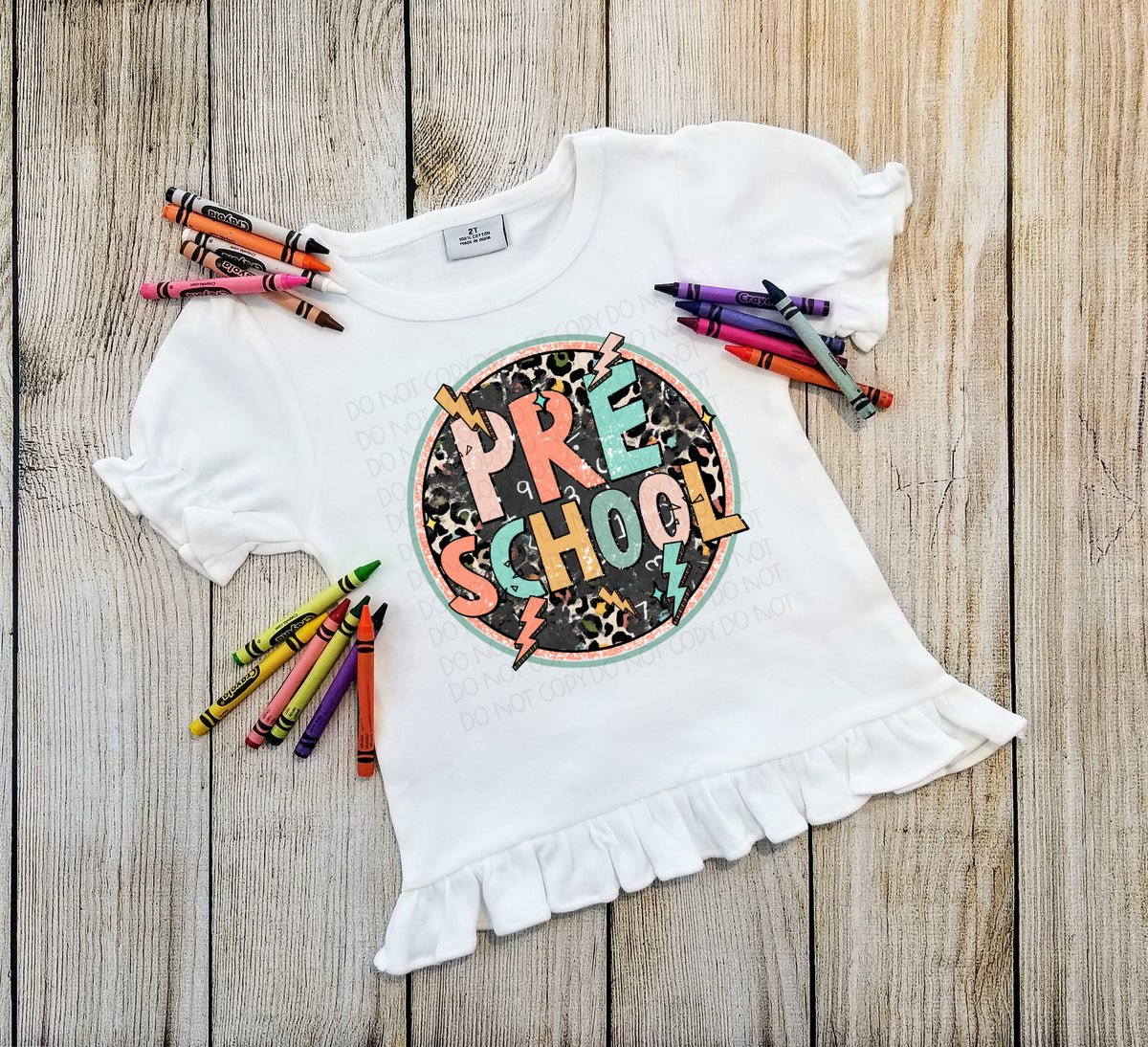 Pre school GIRL leopard circle 2028 DTF transfer