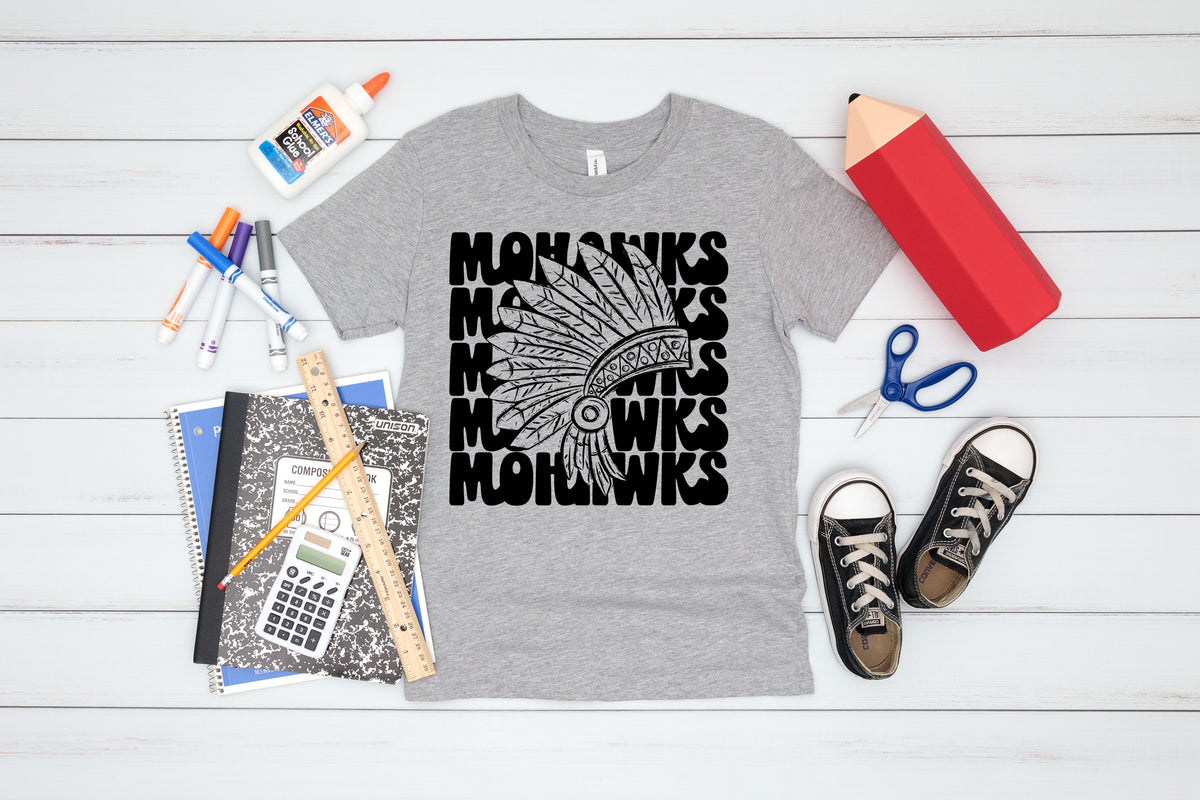 Mohawks (5) stacked black DTF TRANSFER