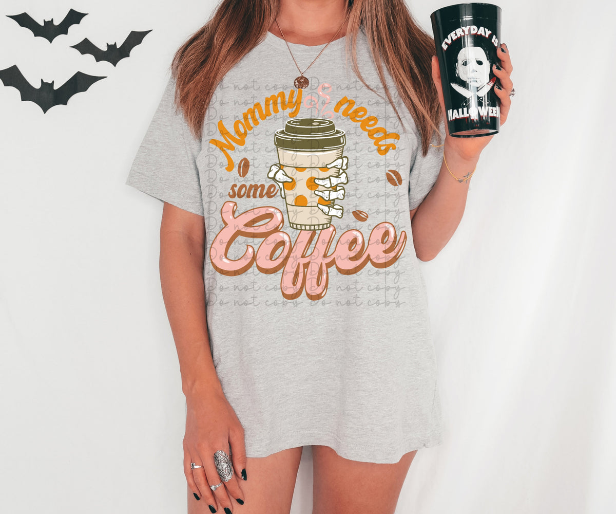 Mommy needs some coffee (skelli hand polkadot cup) 2553 DTF TRANSFER