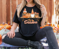 Tis the season gnomes on a bench with pumpkins 2570 DTF TRANSFER