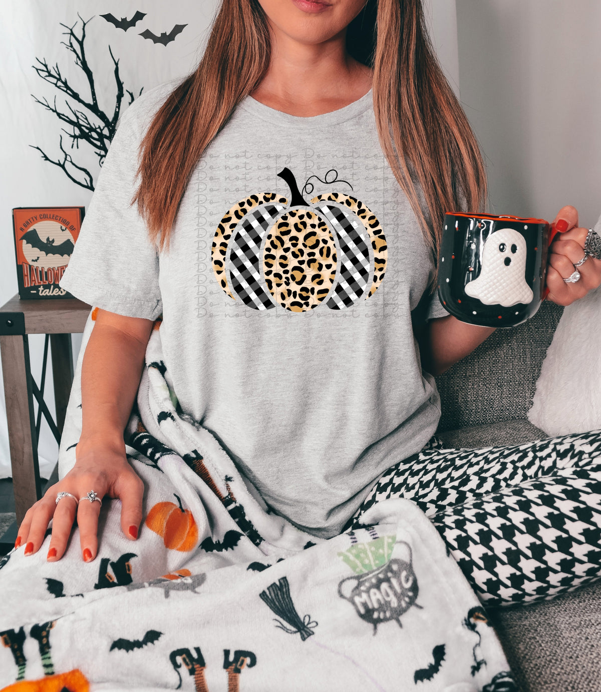 Leopard and navy striped pumpkin 2544 DTF TRANSFER