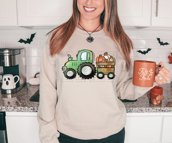 Tractor pulling wagon of pumpkins 2540 DTF TRANSFER