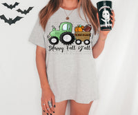 Happy Fall Y'all tractor with trailer of pumpkinand football) 2536 DTF TRANSFER