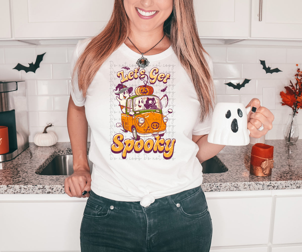 Lets get spooky (vehicle with ghost and cat) 2582 DTF TRANSFER