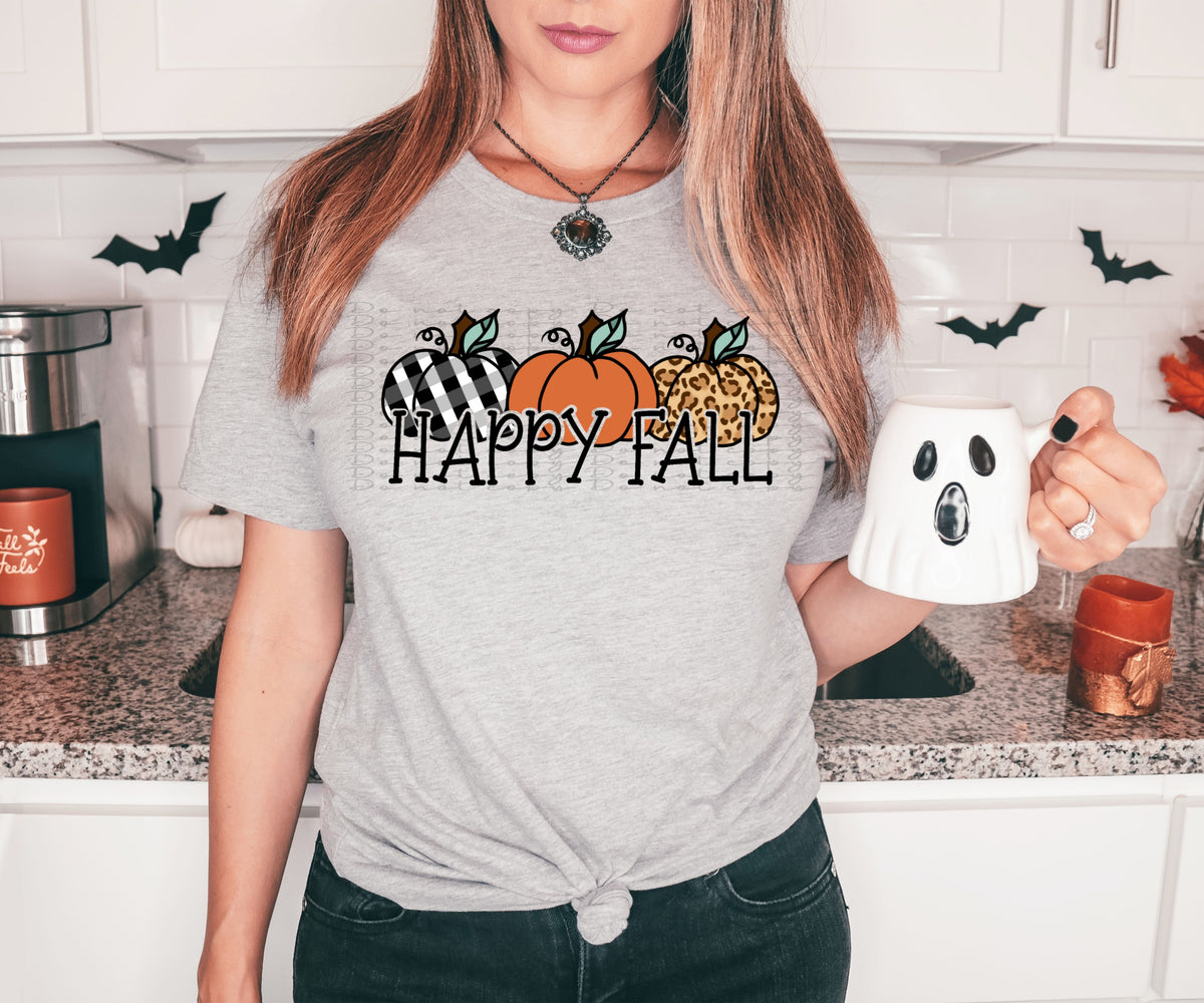 Happy Fall (plaid, orange and leopard pumpkins 2587 DTF TRANSFER
