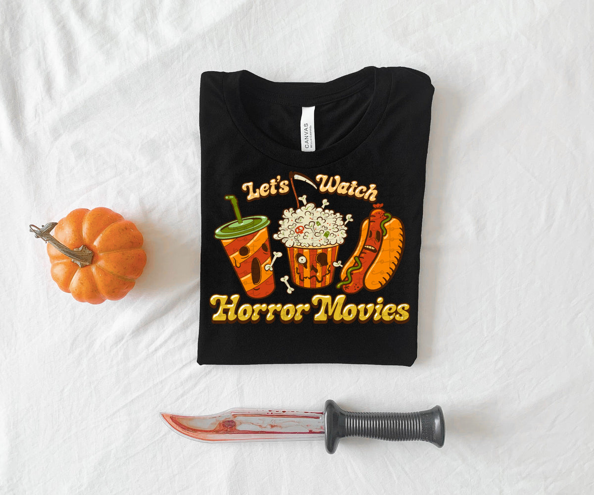 Lets watch horror movies (drink, popcorn, hotdog) 2598 DTF TRANSFER