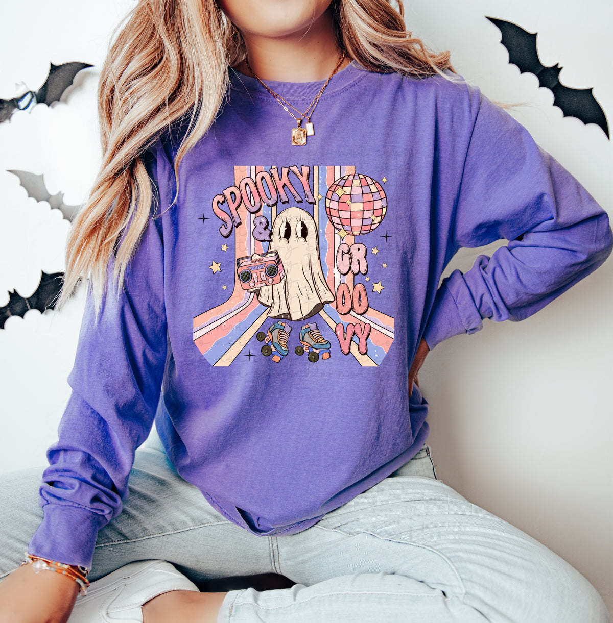 Spooky and groovy girl ghost 2813 DTF TRANSFER