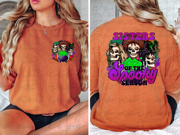 Sisters of the spooky season FRONT CHOOSE SIZE 2804 DTF TRANSFER