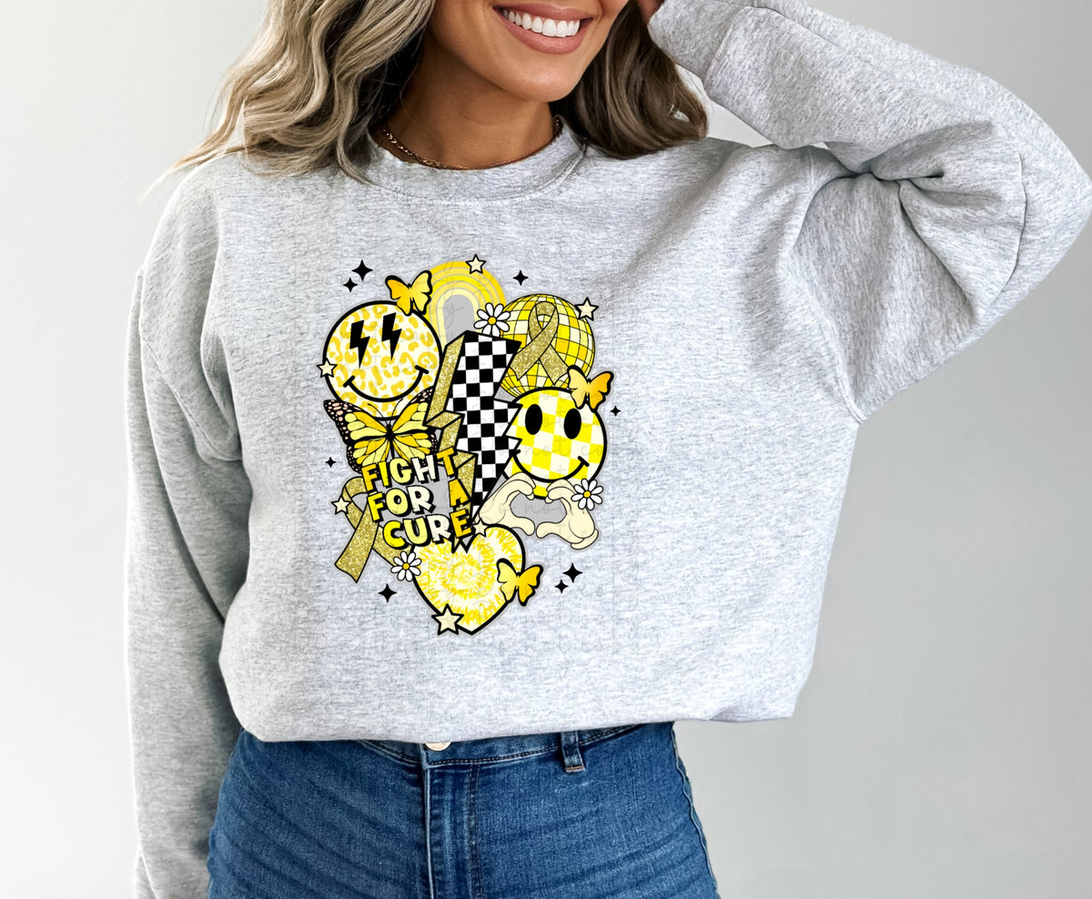 Childhood cancer groovy collage 2961 DTF transfer