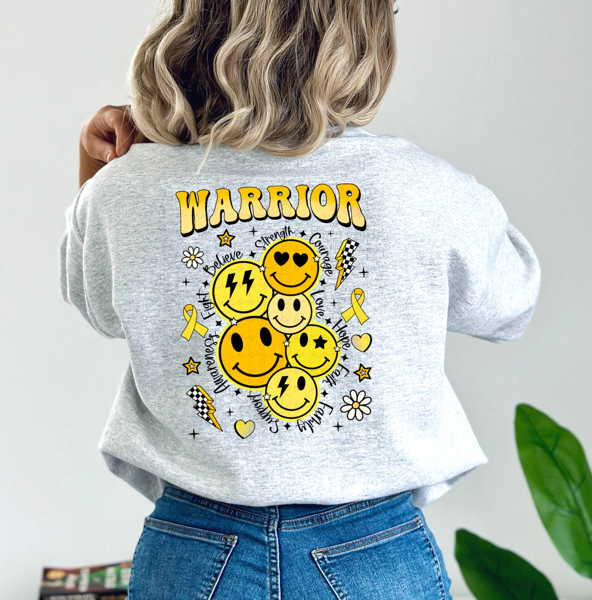 Childhood cancer WARRIOR smileys 2960 DTF transfer