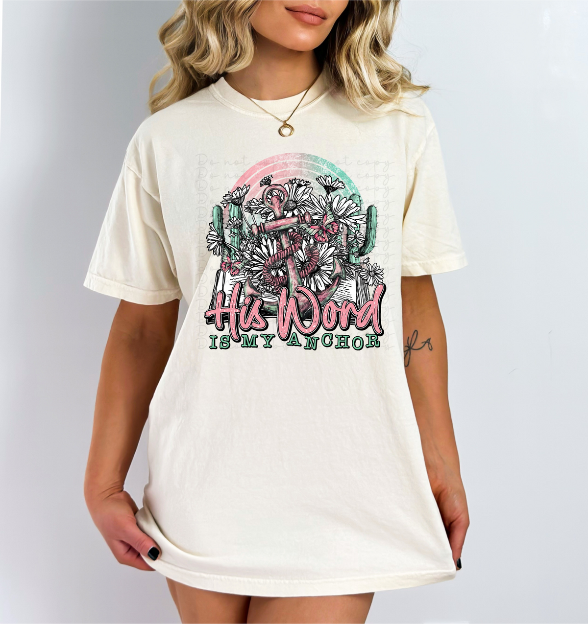 His word is my anchor (anchor, cactus, florals) 10036 DTF TRANSFER