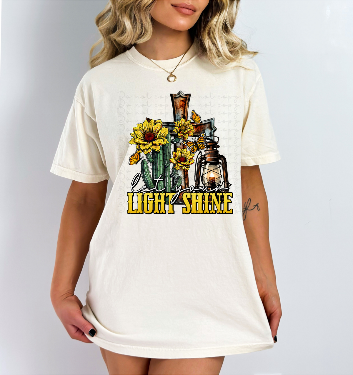 Let your light shine (cross, lantern, flowers) 10001 DTF TRANSFER