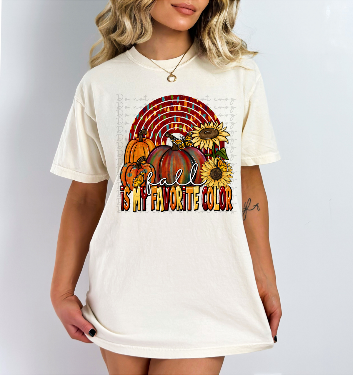 Fall is mt favortie color (colorful pumpkin with rainbow and flowers) 10003 DTF TRANSFER