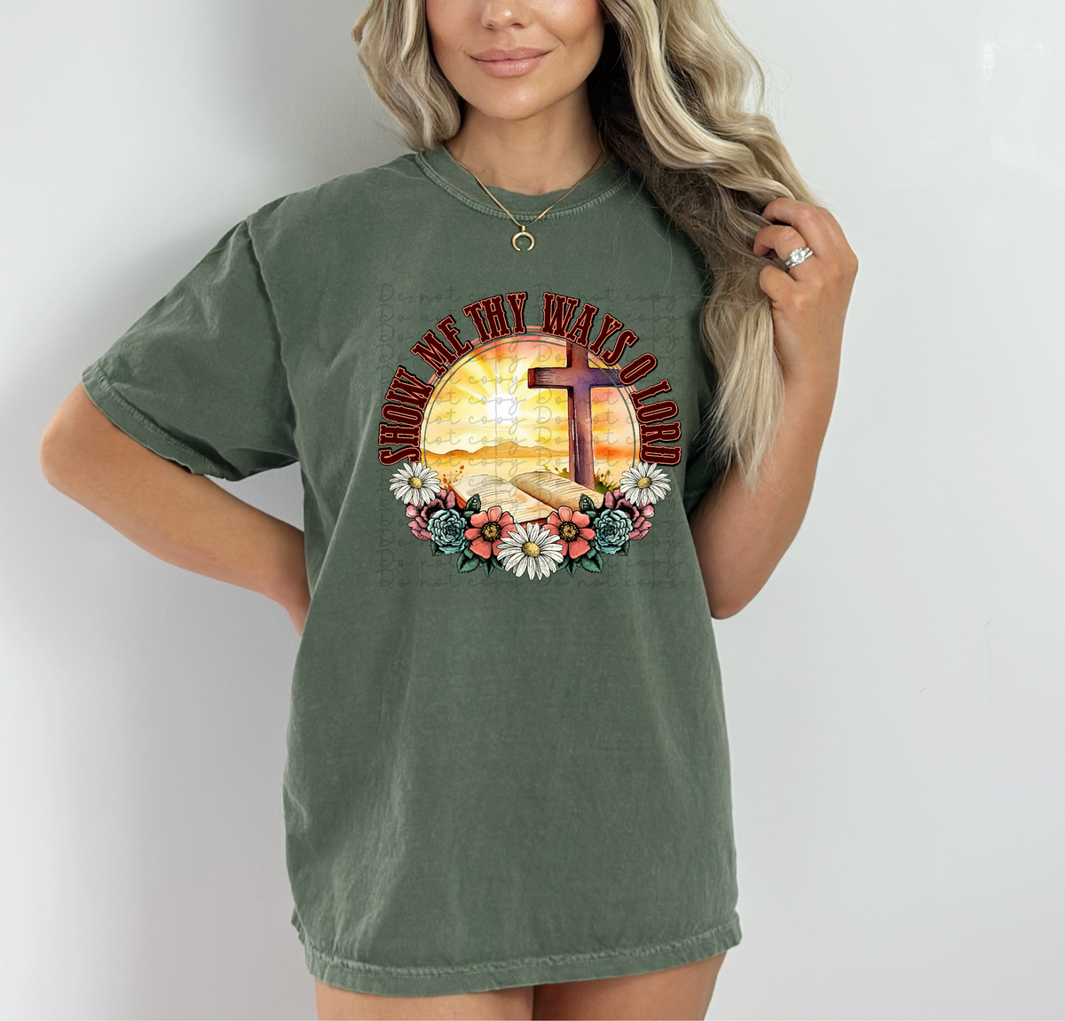 Show me thy ways o lord (florals and cross) 10007 DTF TRANSFER