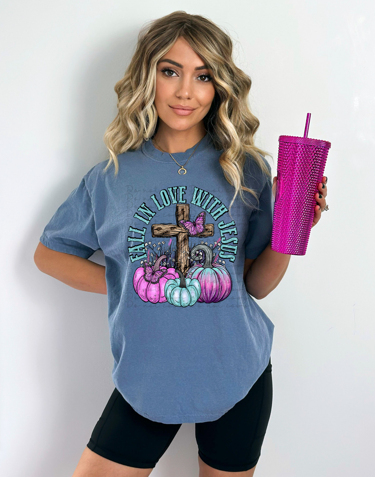 Fall in love with jesus (purple, blue pumpkins and cross) 10009 DTF TRANSFER