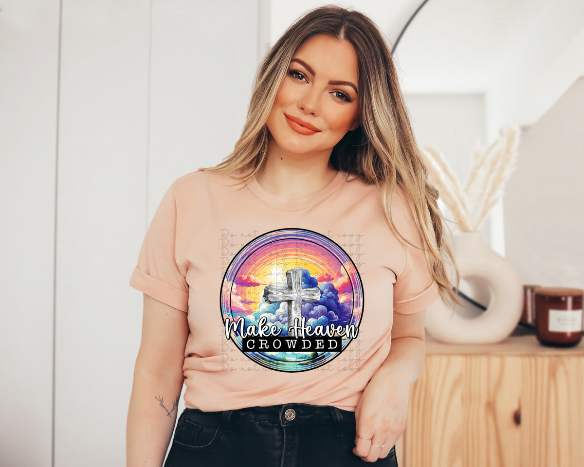 Make heaven crowded (circle colorful background, cross) 10027 DTF TRANSFER