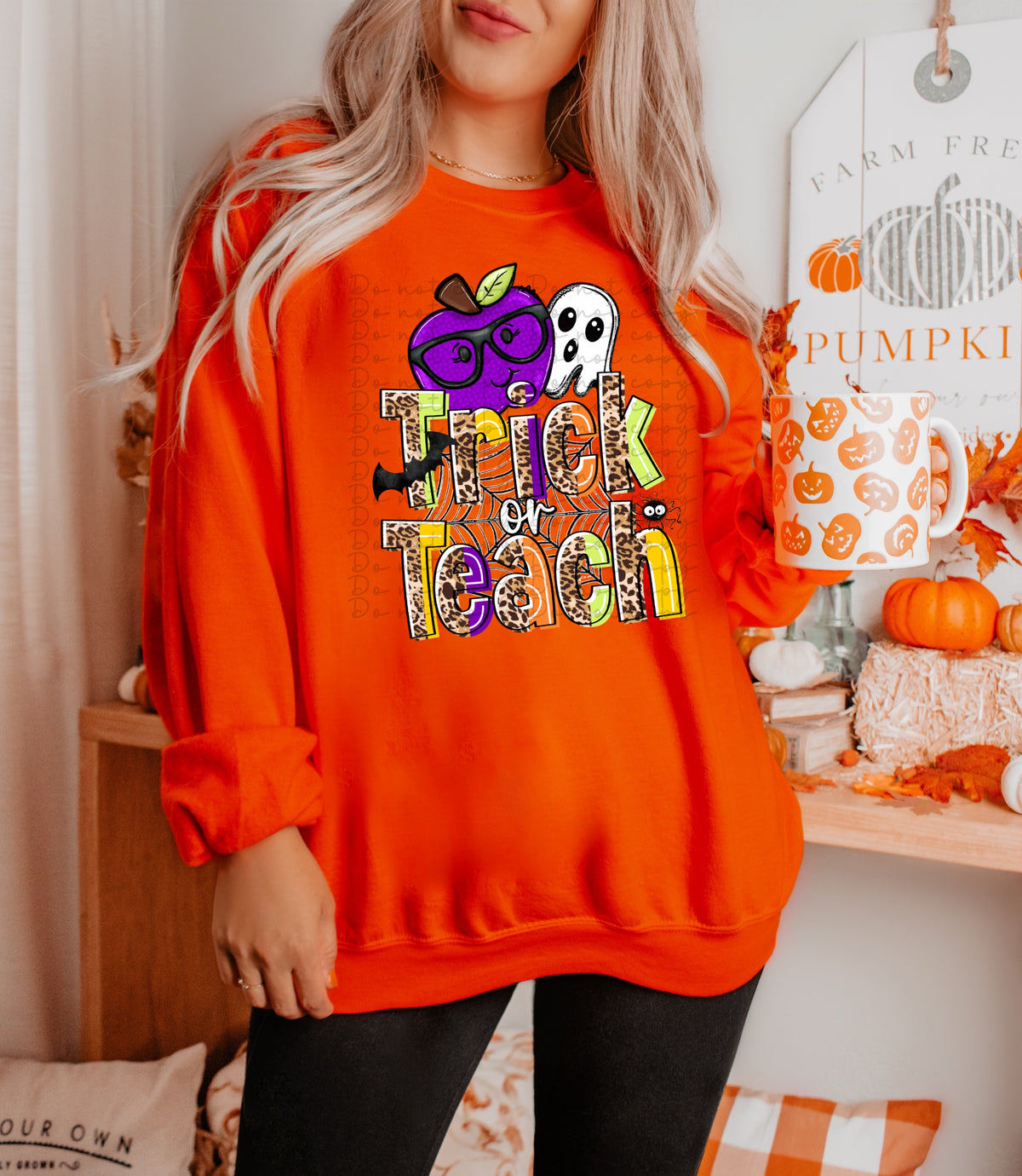 Trick or treat (purple apple and ghost)  10033 DTF TRANSFER