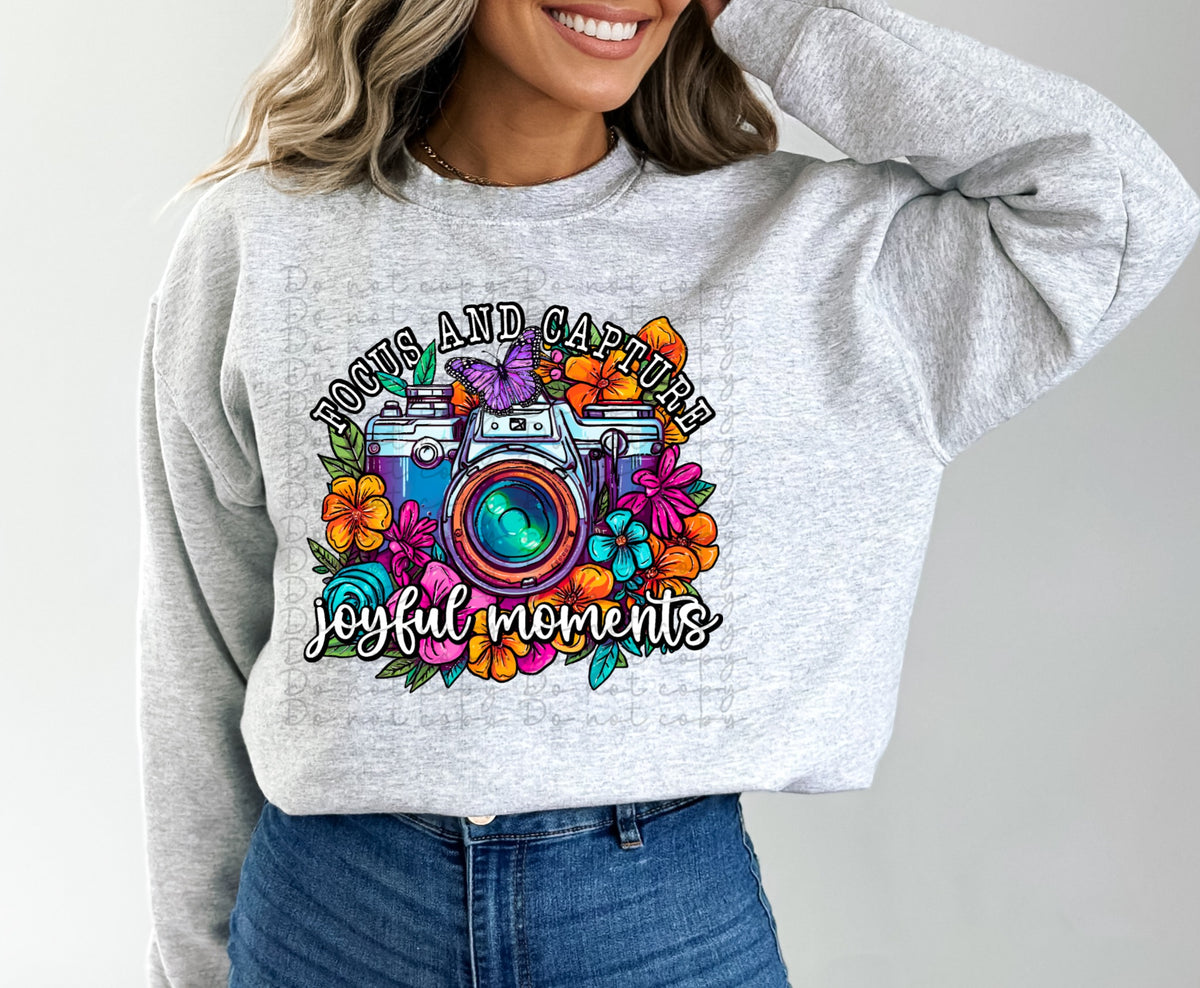 Focus and capture joyful moments (camera withflowers and butterflies) 10061 DTF TRANSFER
