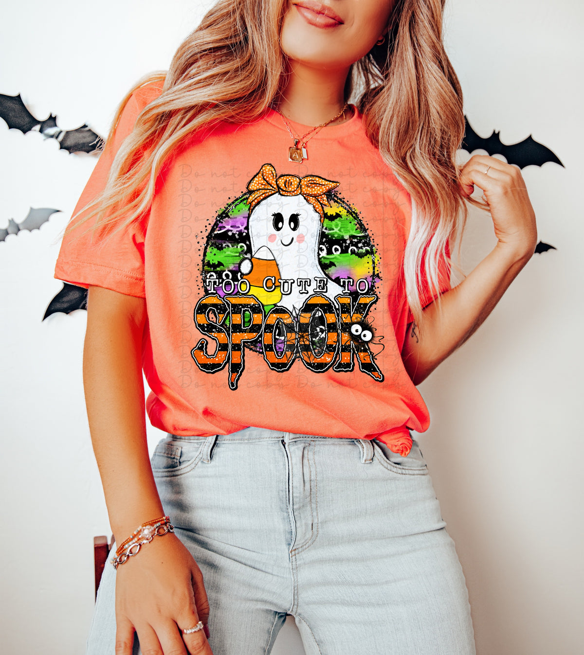 Too cute to spook (girl ghost)  10054  DTF TRANSFER