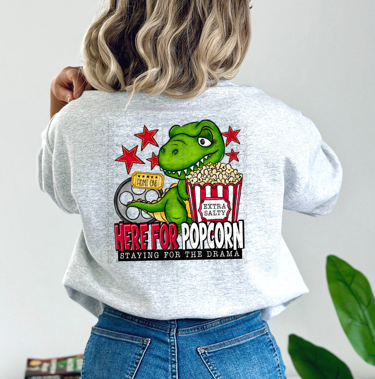 Here for the popcorn staying for the dark (Dino and popcorn) BACK  10038 DTF TRANSFER