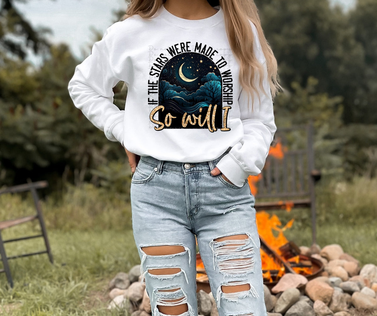 If the stars were made to worship so will i (night scene) 10115 DTF TRANSFERS