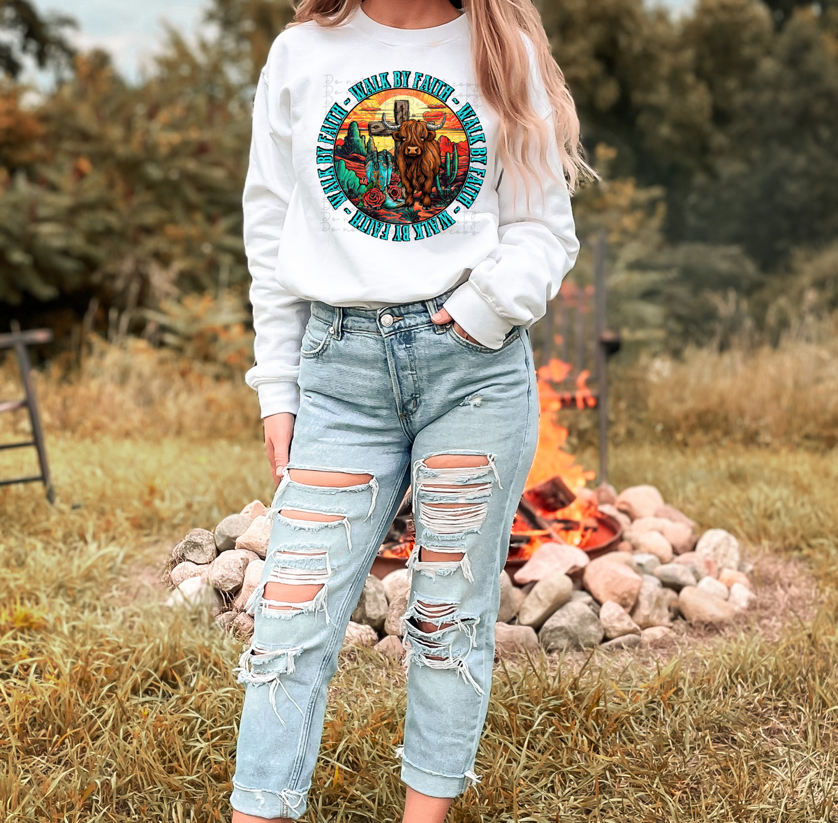 Walk by faith (cow and cross in circle) 10109 DTF TRANSFERS